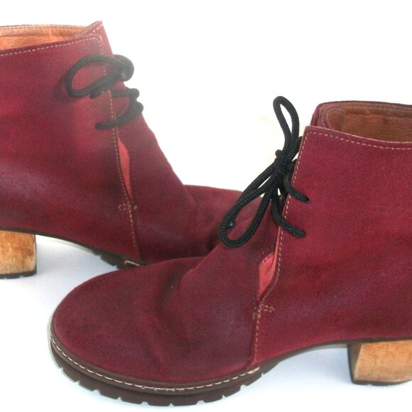 The ART Co.Spain Dark Red & Orange Leather Lined Heeled Lace-Up Boots $250 - Picture 1 of 12